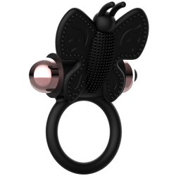 Coquette Chic Desire - Cockring Papillon Avec Vibrateur Noir/ Or